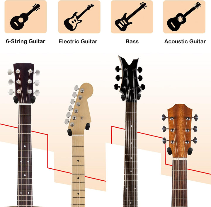 DOMMI Gitarrenhalterung Wand 4 Pack, Gitarrenhalter für die Wand mit Verstellbaren Weichen Gitarrenh