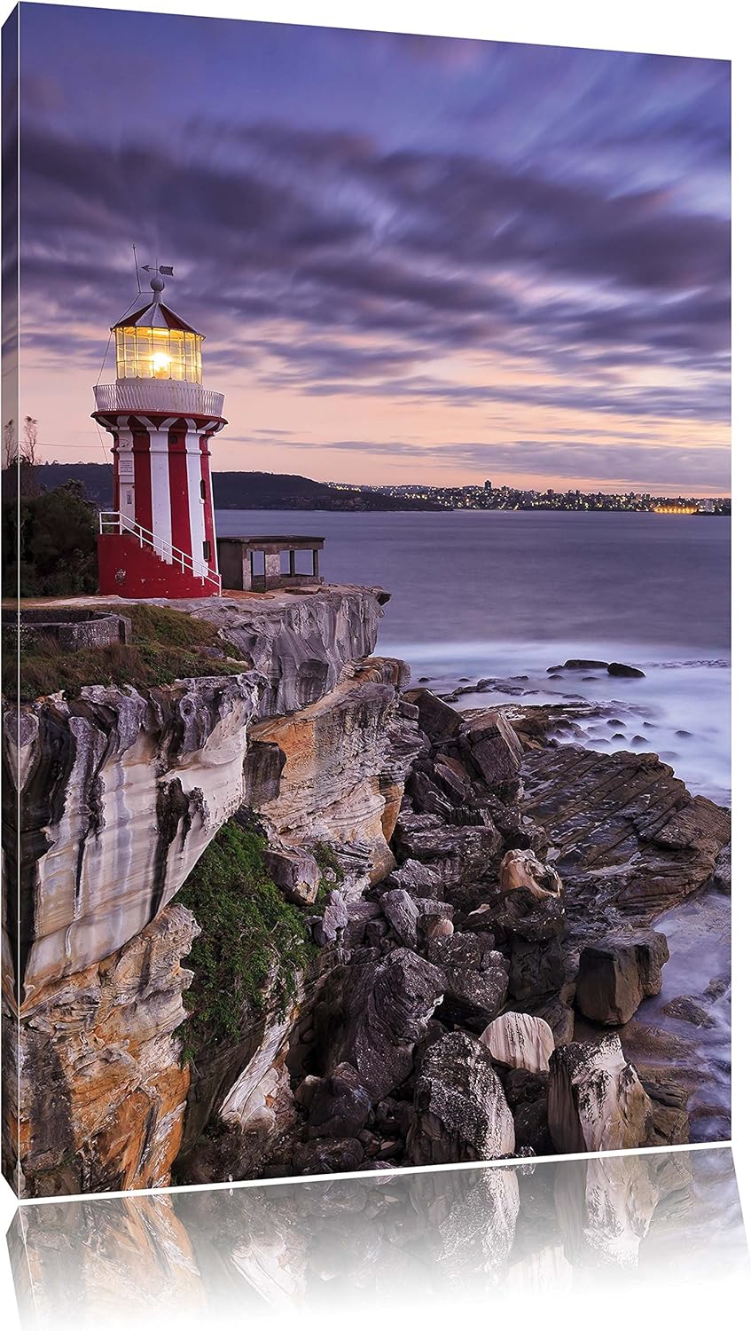 Pixxprint Leuchtturm, Format: 100x70 auf Leinwand, XXL riesige Bilder fertig gerahmt mit Keilrahmen,