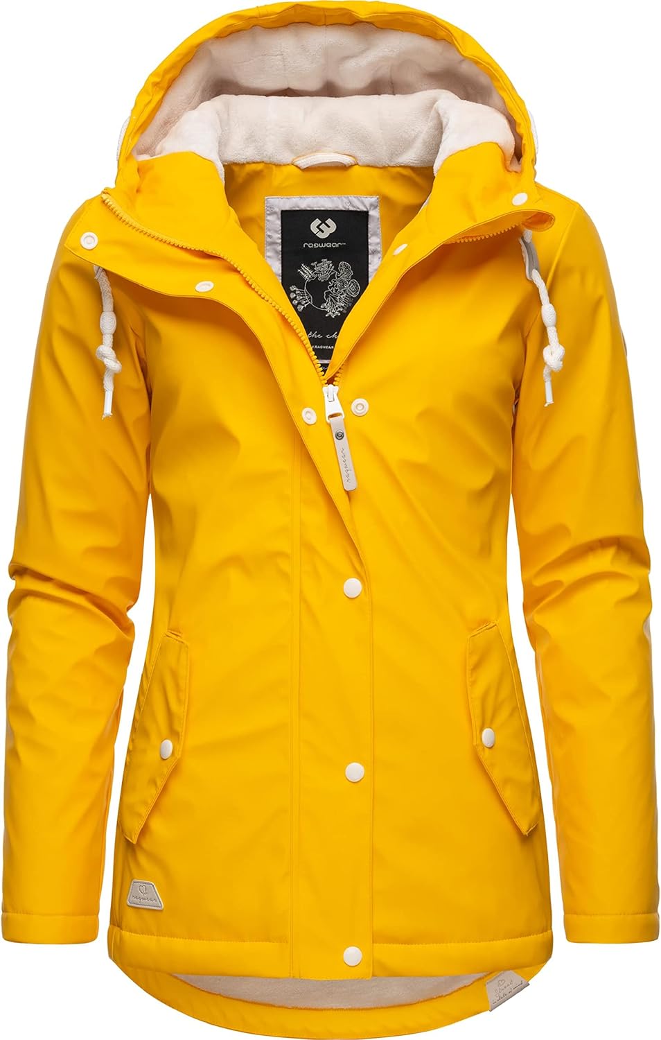 Ragwear Damen Winterjacke Kurze Regenjacke wasserdicht warm gefüttert mit Kapuze Marge XS-6XL XL Yel