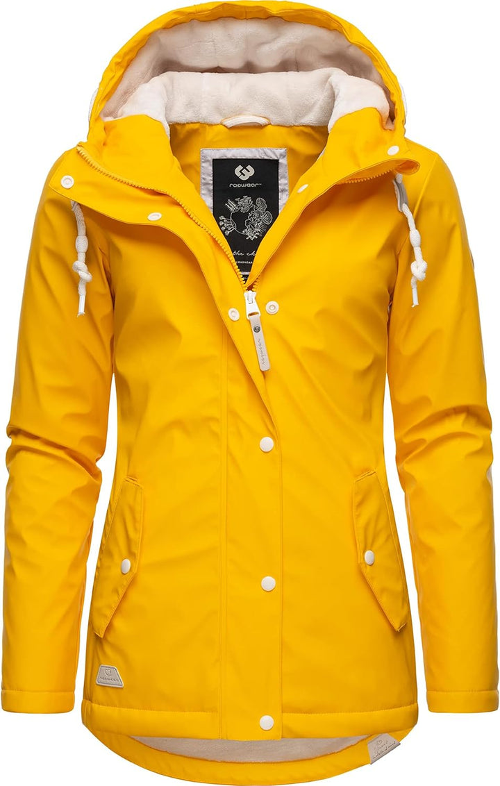 Ragwear Damen Winterjacke Kurze Regenjacke wasserdicht warm gefüttert mit Kapuze Marge XS-6XL XL Yel