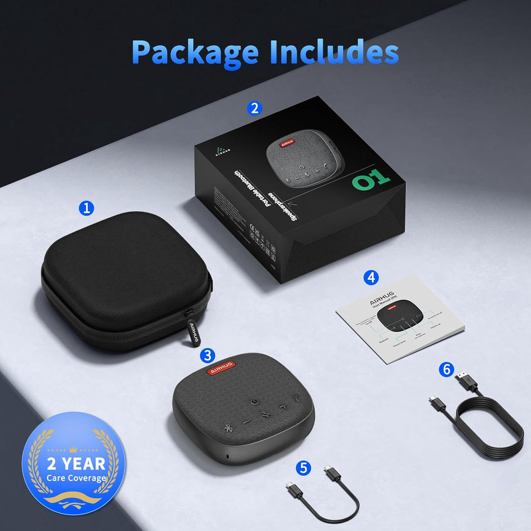AIRHUG Bluetooth Lautsprecher Mikrofon - USB Konferenzlautsprecher - Tragbar für Home Office