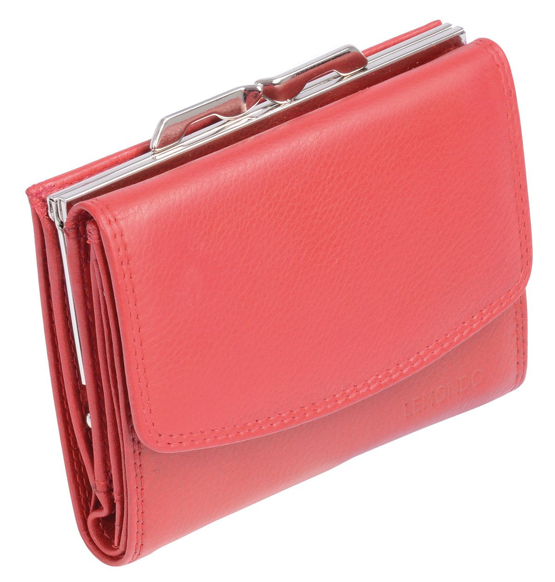 Damenknipsbörse LEMONDO in Echt-Leder, rot, 10x12cm