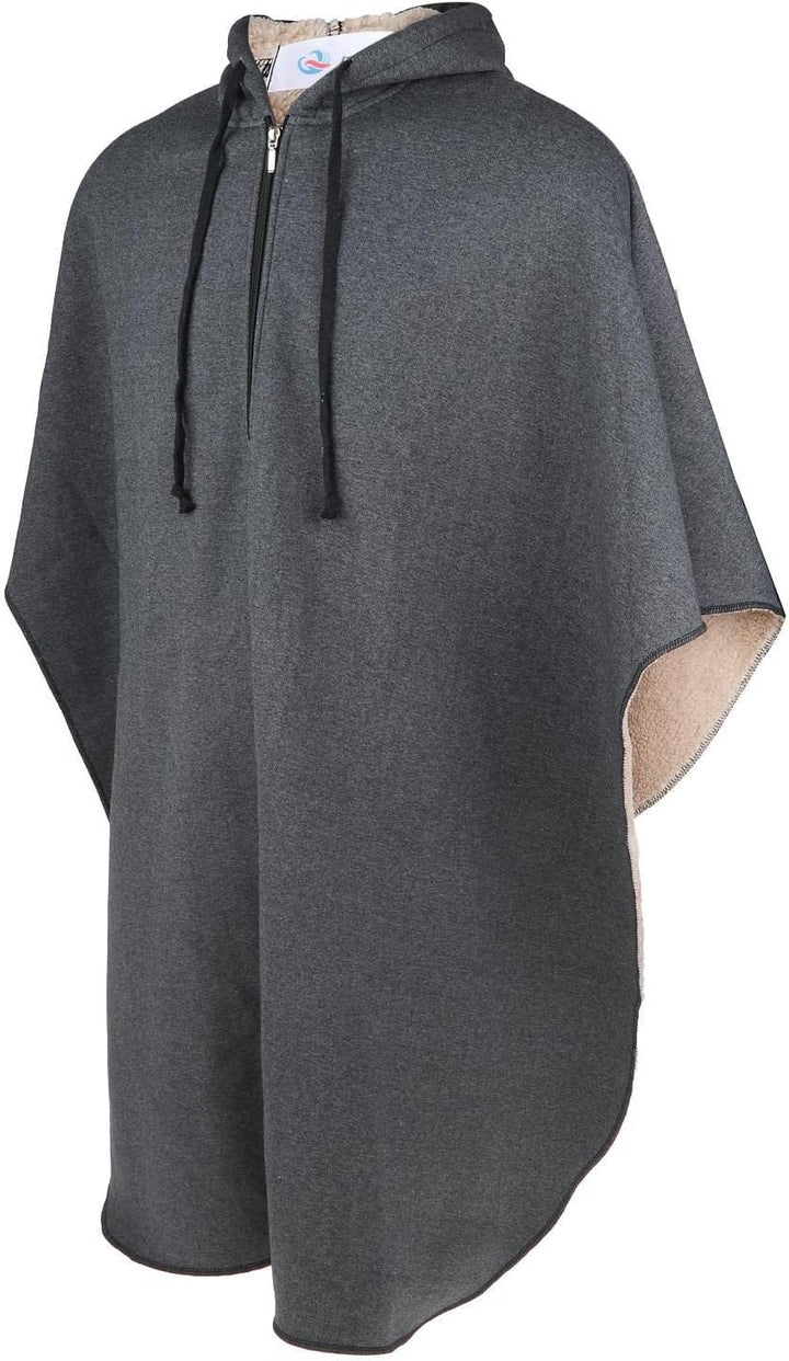 Perfeclan Hot Rollstuhl Ponchos mit Kapuze ärmellose Mäntel für Erwachsene Meliert Grau Männlichen,