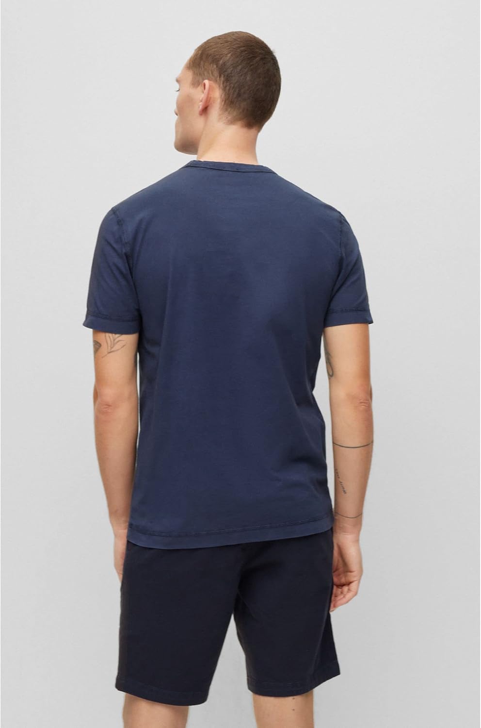 BOSS Herren Tokks Stückgefärbtes T-Shirt aus Bio-Baumwolle mit Logo-Print M Dark Blue404, M Dark Blu