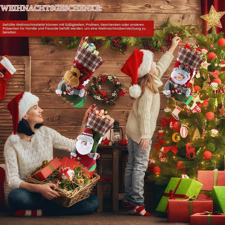 Nikolausstrumpf, 3 STK. Nikolausstiefel, Weihnachtsstrumpf Nikolausstiefel zum Befüllen, Weihnachtss