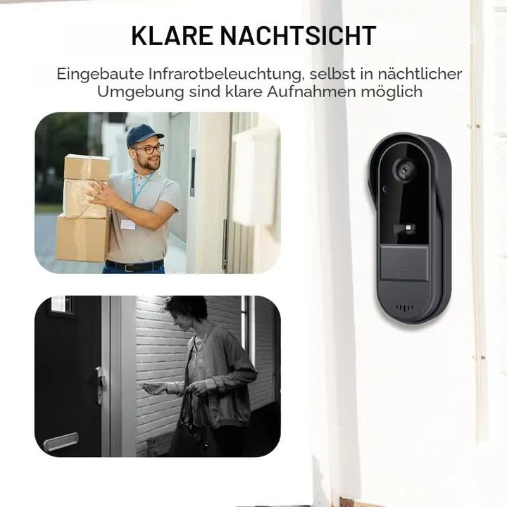 Zeerkeer Drahtlose Video Türklingel mit Kamera 1080P Kabellose Video Gegensprechanlage Family Interc