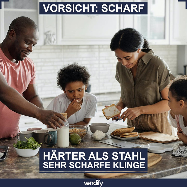 vendify® Keramikmesser 5er-Set Hochwertig sehr scharf - 16,5 cm lang - Küchenmesser mit Keramikkling