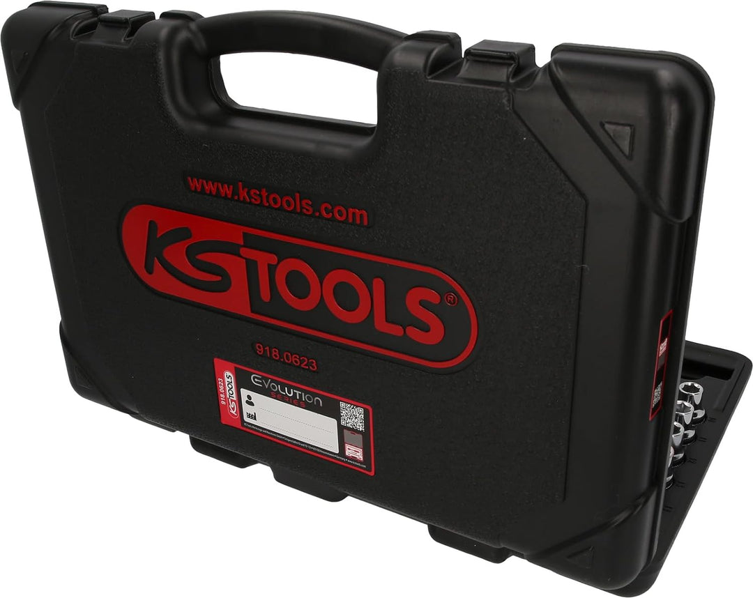 KS Tools 918.0623 1/2 Zoll CHROMEplus Steckschlüssel-Satz | inklusive Umschaltknarre, 72-Zahn | hoch