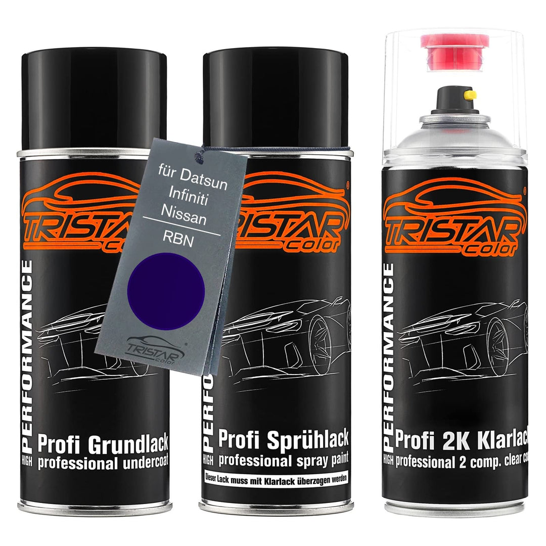 TRISTARcolor Autolack 2K Spraydosen Set für Datsun/Infiniti/Nissan RBN Ink Blue Perl/Bleu Indigo Met