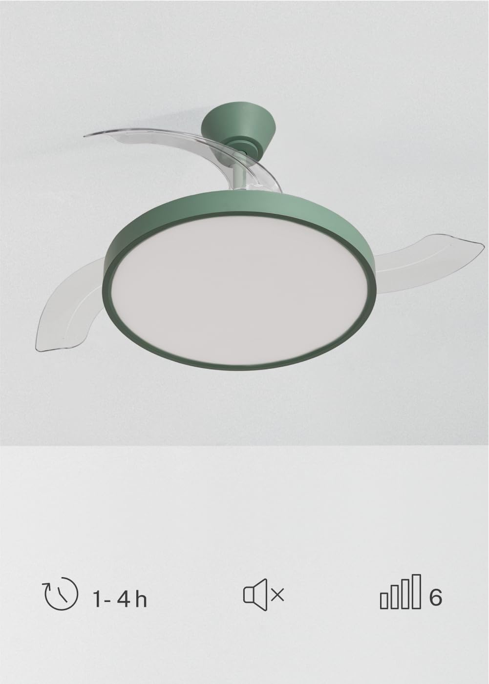 CREATE / WIND CLEAR STUDIO S/Deckenventilator mit Beleuchtung Salbeigrün mit Fernbedienung / 40W, Ti