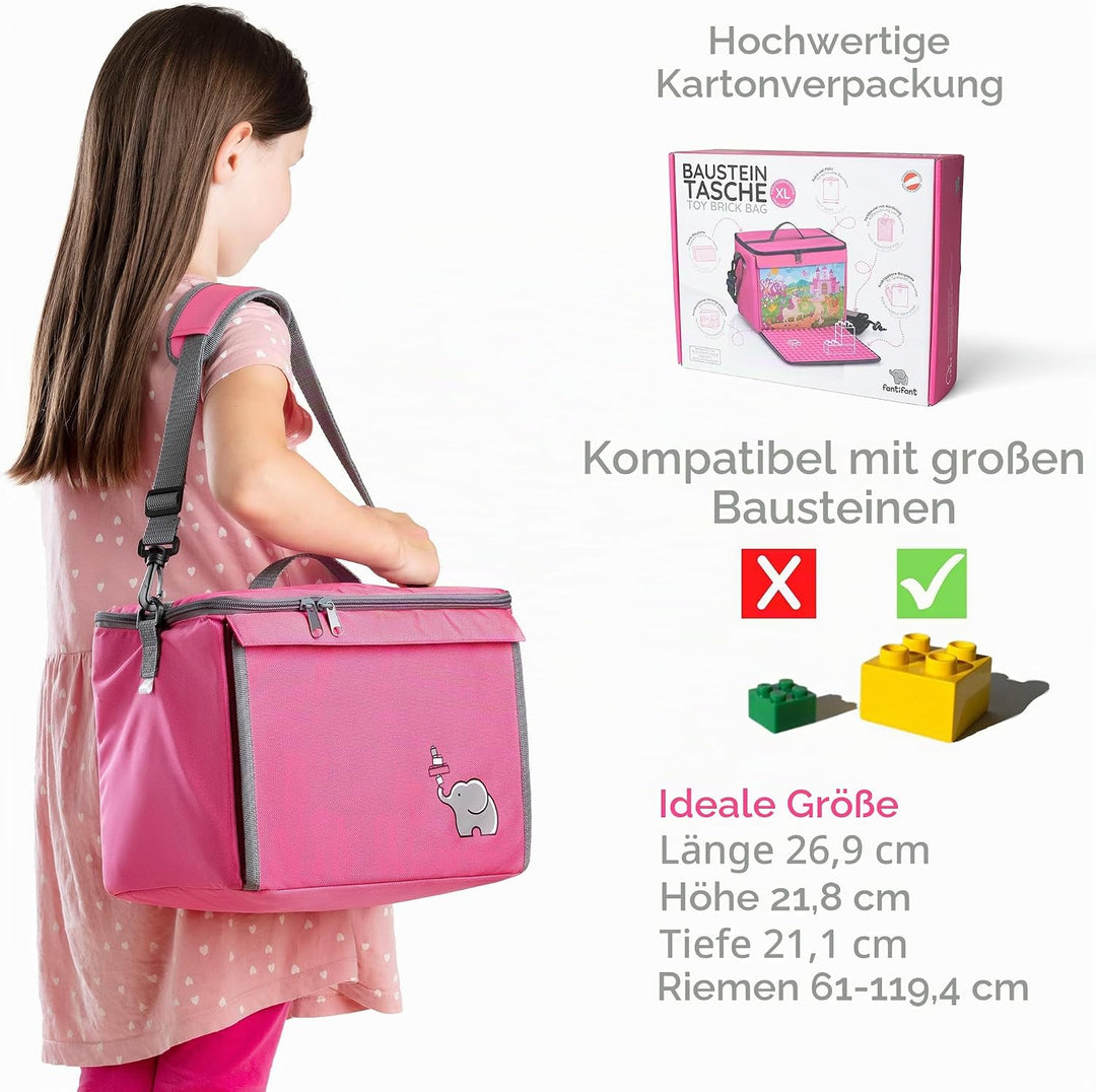 Baustein-Tasche mit ausklappbarer Bauplatte passend für grosse Bausteine vieler Marken I Grösse XL (