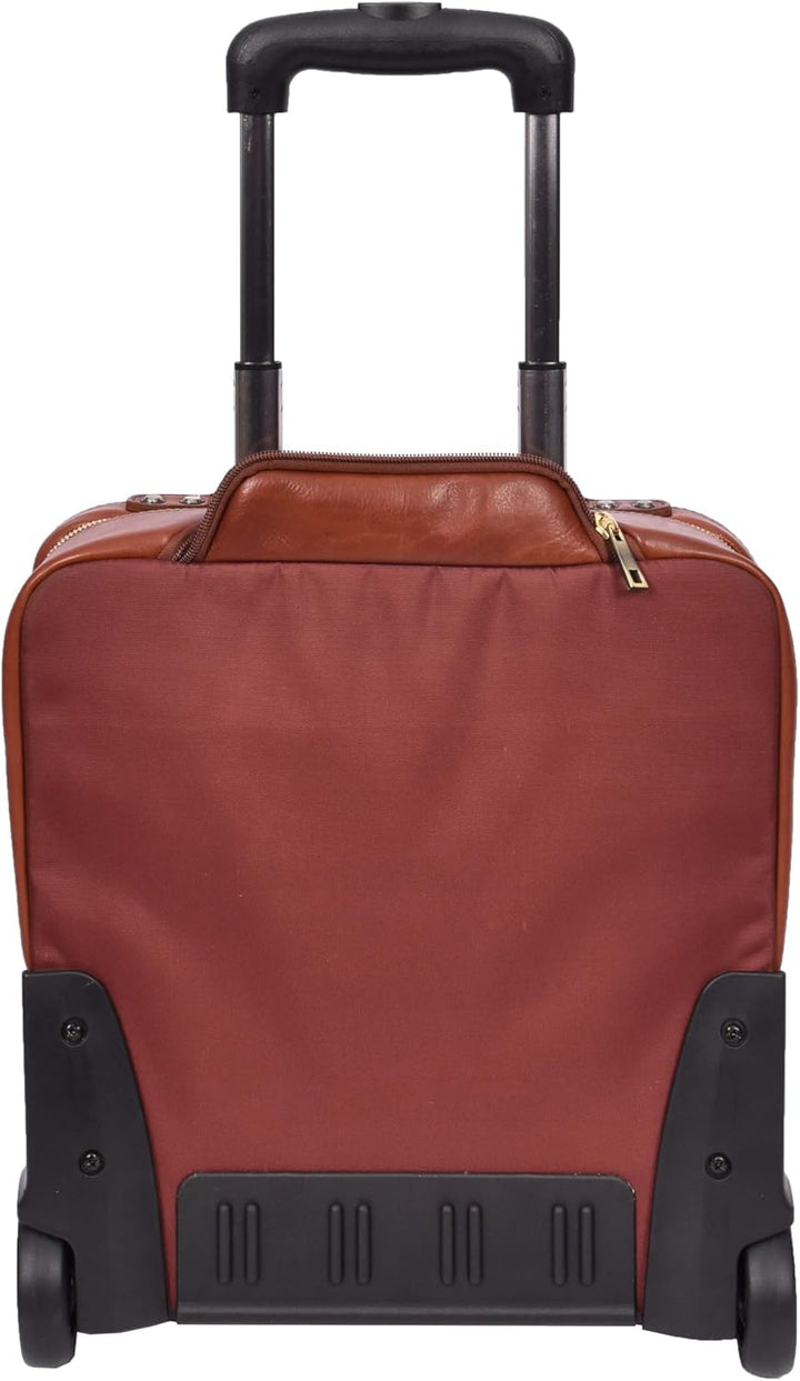 Pilotentasche aus echtem Leder mit Rollen Teleskopgriff für Business Reisetasche Sussex, hautfarben,