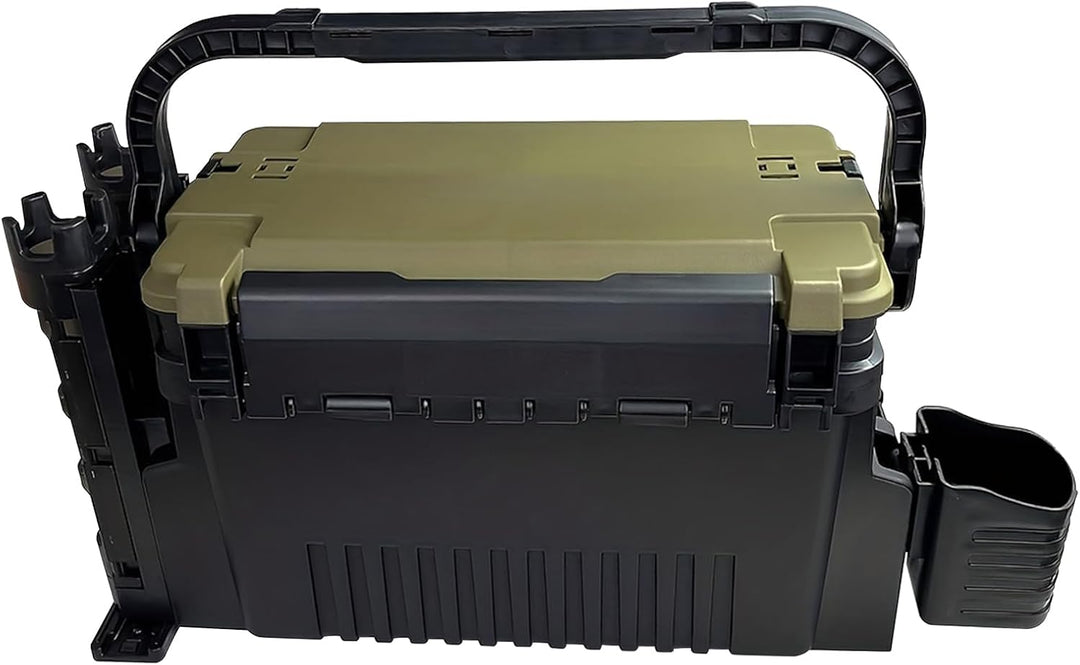 Angelkoffer Gross 11L zweistöckig Angelbox mit zwei Rutenhaltern und Becherhalter stossfest Angelkis