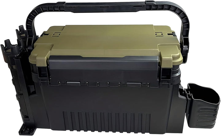 Angelkoffer Gross 11L zweistöckig Angelbox mit zwei Rutenhaltern und Becherhalter stossfest Angelkis