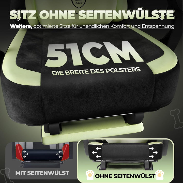 GTPLAYER Niedlicher Gaming Stuhl mit Samtstoff, Gaming Chair, ergonomischer Bürostuhl Gamer Stuhl mi