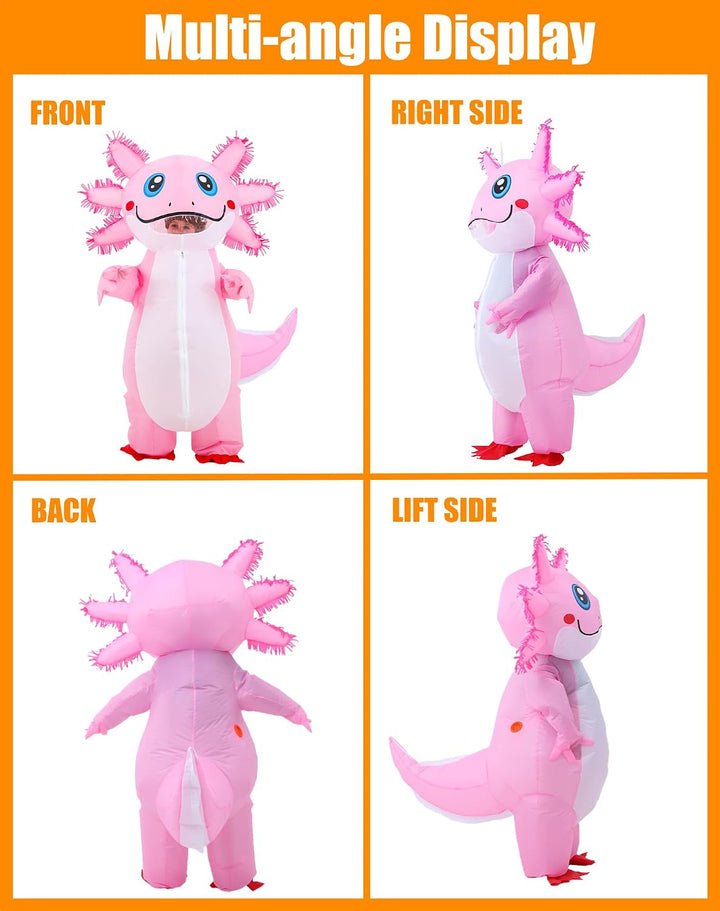 JOYBRO Aufblasbares Axolotl Kostüm, Lustiges Axolotl Kostüm, Perfekt für Halloween, Karneval, Cospla
