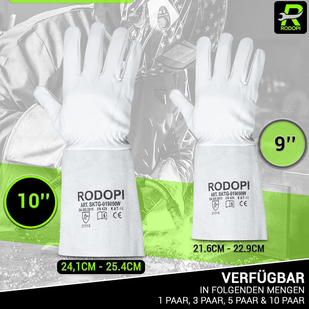 RODOPI Schweisserhandschuhe FIREWELD-Comfort 1-10 paar Arbeitshandschuhe EN 388:2016 Gr. 8-11 Rindvo