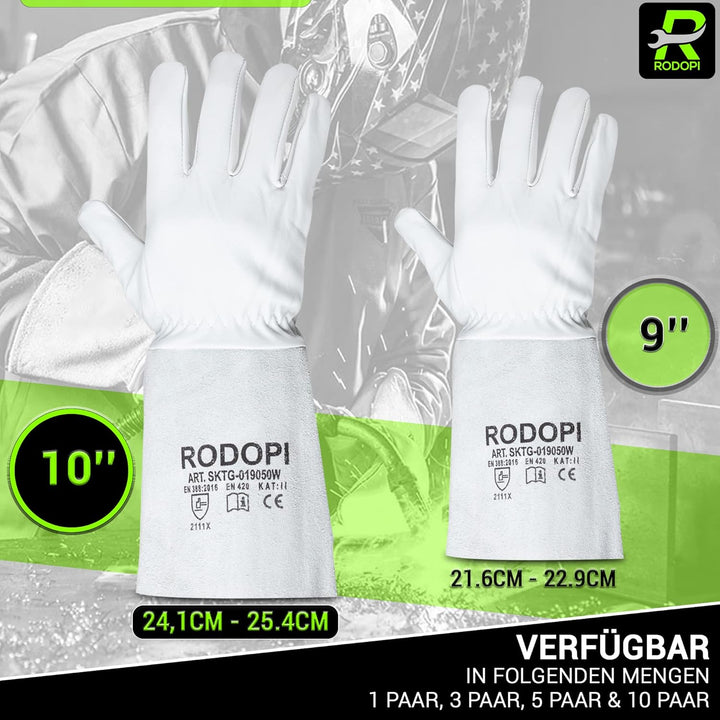 RODOPI Schweisserhandschuhe FIREWELD-Comfort 1-10 paar Arbeitshandschuhe EN 388:2016 Gr. 8-11 Rindvo