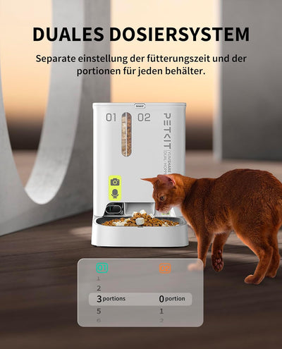 PETKIT Futterautomat Katze 2 Näpfe Mit Kamera, Futterautomat Katze,5L Katzen Futterautomaten,Automat