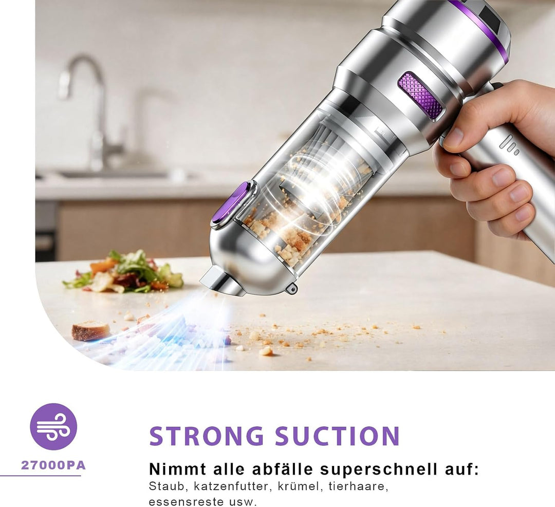 KITBEZN Handstaubsauger, 26KPA Handstaubsauger Akku Kabellos | 135W Autostaubsauger Stark, 4-in-1 Mi