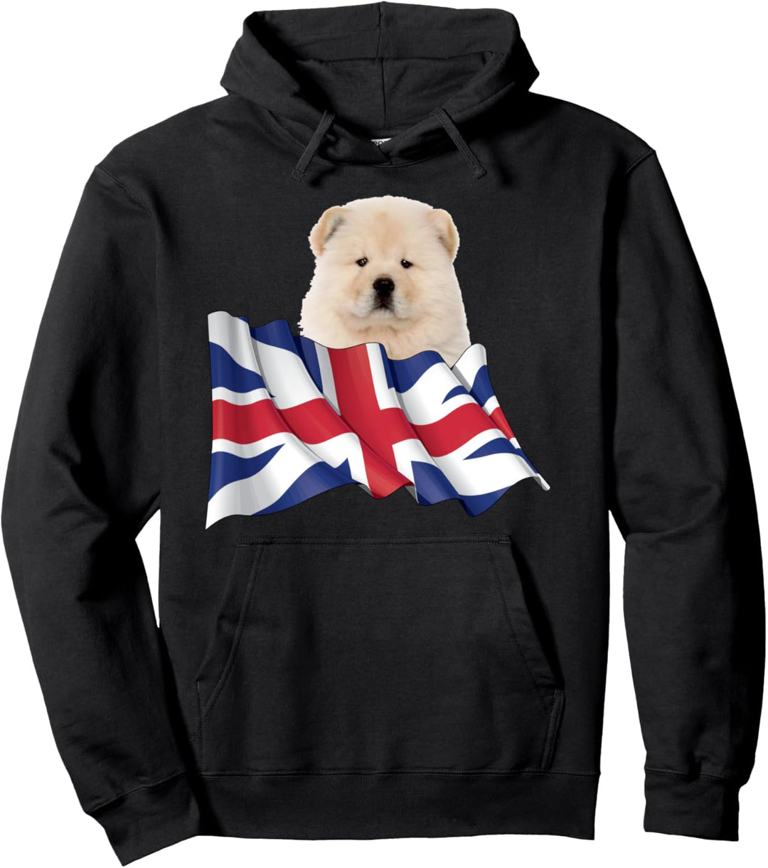 Union Jack Flag Dog Chow Chow Pullover Hoodie