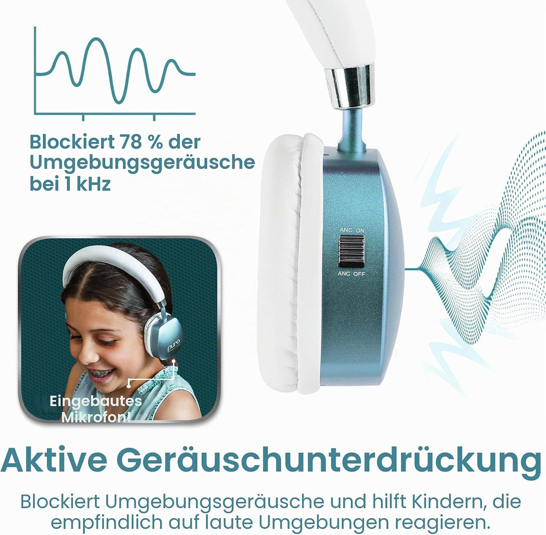 Puro Sound Labs PuroQuiet Plus Lautstärkebegrenzte On-Ear Active Noise Cancelling Bluetooth Kopfhöre