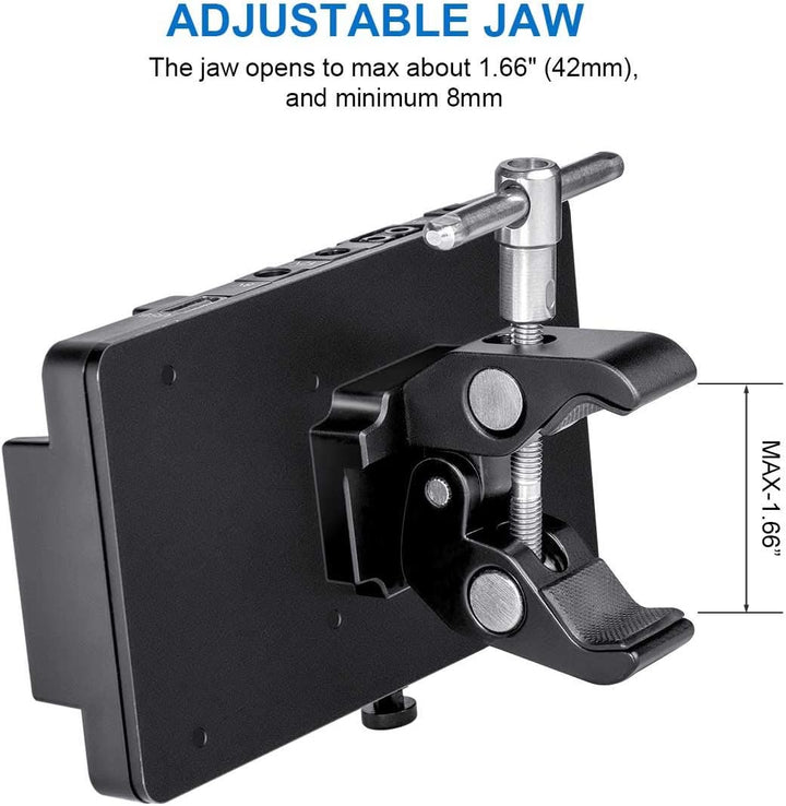 Fomito V-Lock V-Mount Batterieadapterplatte mit Superklemme für Beleuchtungsständer, Stativ, Stützst