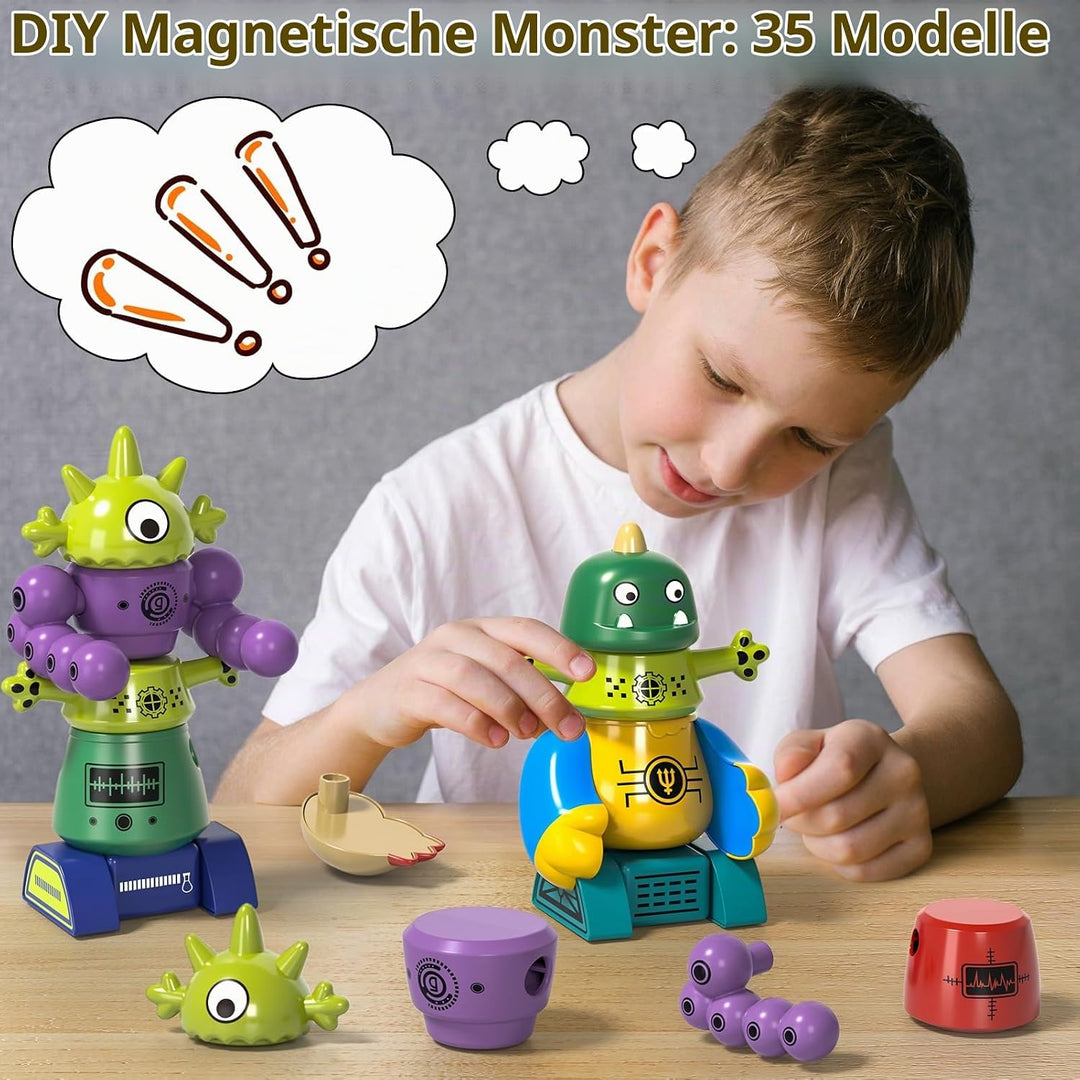 Magnetisches Roboterspielzeug für Kinder ab 3-7 Jahren, 5-stück Magnetmonster-Bausteine, stapelbares
