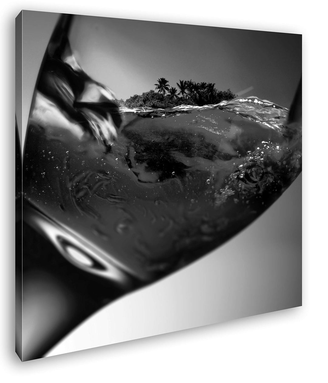 deyoli erstaunliche Insel in Einem Weinglas Format: 70x70 Effekt: Schwarz&Weiss als Leinwandbild, Mo