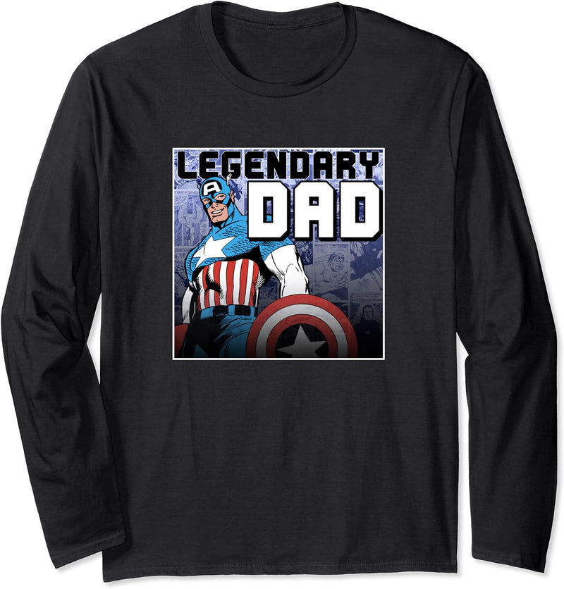 Marvel Captain America Legendary Dad Poster Langarmshirt