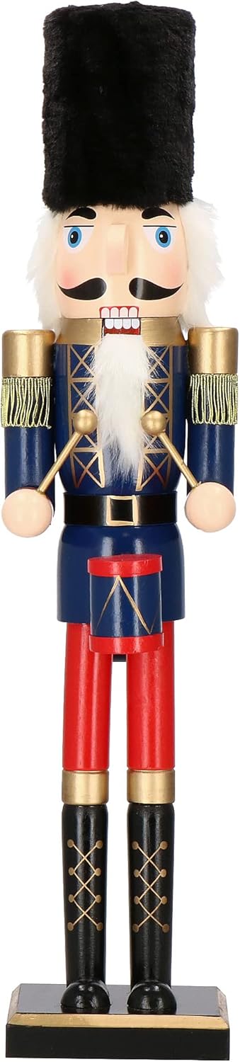 SPRINGOS Nussknacker Figur mit Trommler Kosakenmütze Dekofigur aus Holz 14 x 61 cm 61 cm Soldat M.tr