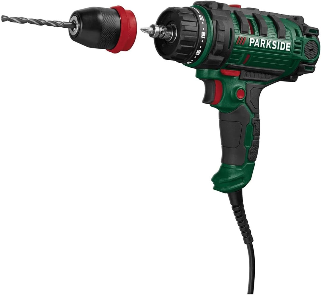 PARKSIDE Kraftvoller 2-Gang-Netzbohrschrauber Robust und langlebig mit 22 Stufen + Bohrstufe bis zu