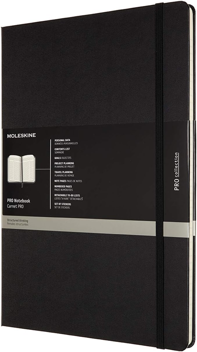 Moleskine - Pro Notebook, Perfektes Notizbuch für die Arbeit - Hardcover mit Elastischem Verschluss
