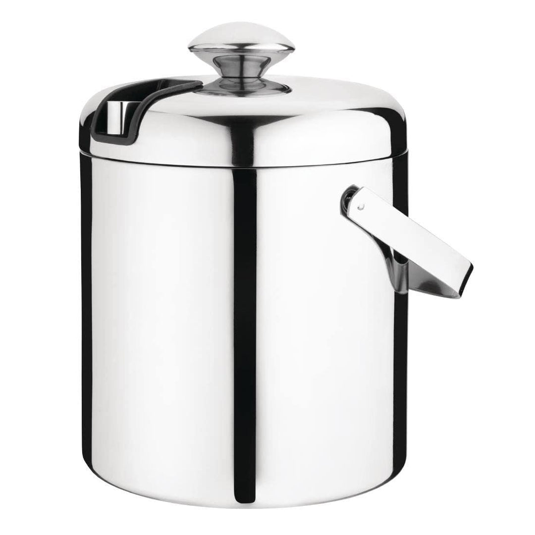 Olympia Eiskübel mit Deckel und Zange, 1,23 Liter, Edelstahl, hochglanzpoliert, Schwenkgriff, integr