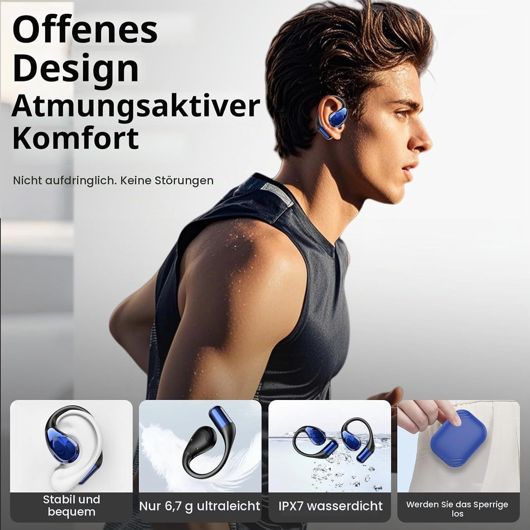Open Ear Kopfhörer Bluetooth 6.0, 2026 Kopfhörer Kabellos Bluetooth HiFi Stereo mit HD Mic, 40H Spie