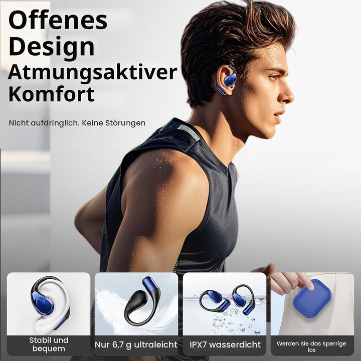 Open Ear Kopfhörer Bluetooth 6.0, 2026 Kopfhörer Kabellos Bluetooth HiFi Stereo mit HD Mic, 40H Spie