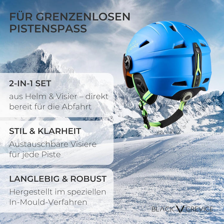 Black Crevice Skihelm St. Anton 2 I Skihelm mit Visier im Pilotenstyle I Skihelm Herren &amp; Damen I Un