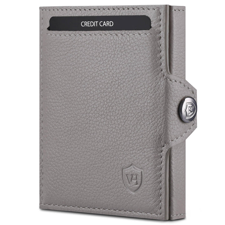 VON HEESEN Slim Wallet mit XL Münzfach Grau Grau XL MÜNZFACH (Kartenslot), Grau XL MÜNZFACH (Kartens