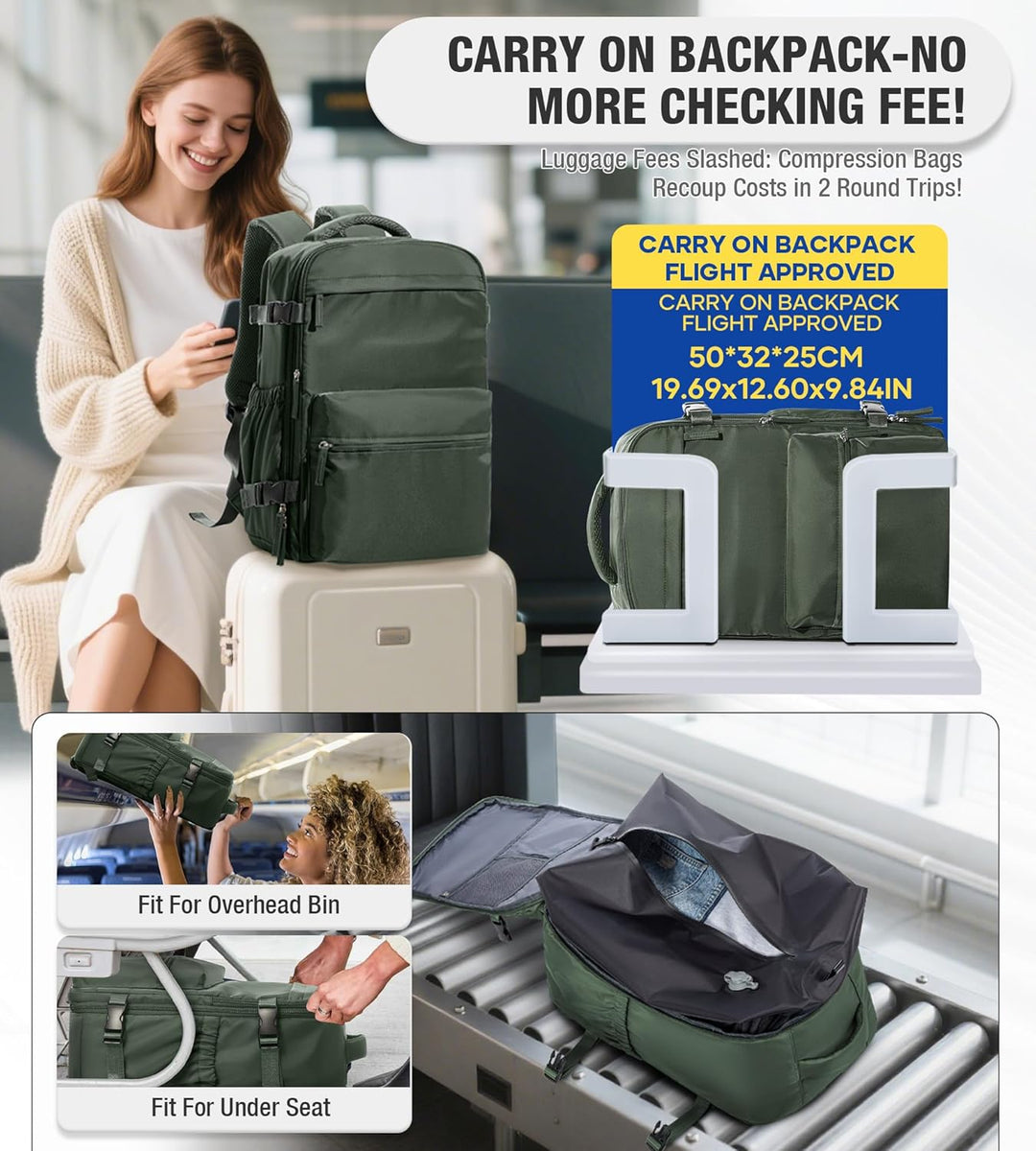 BOXSAM Vakuum Rucksack Handgepäck Airbag mit Pumpe Travel Vacuum Backpack Reisen Tagesrucksack Wasse