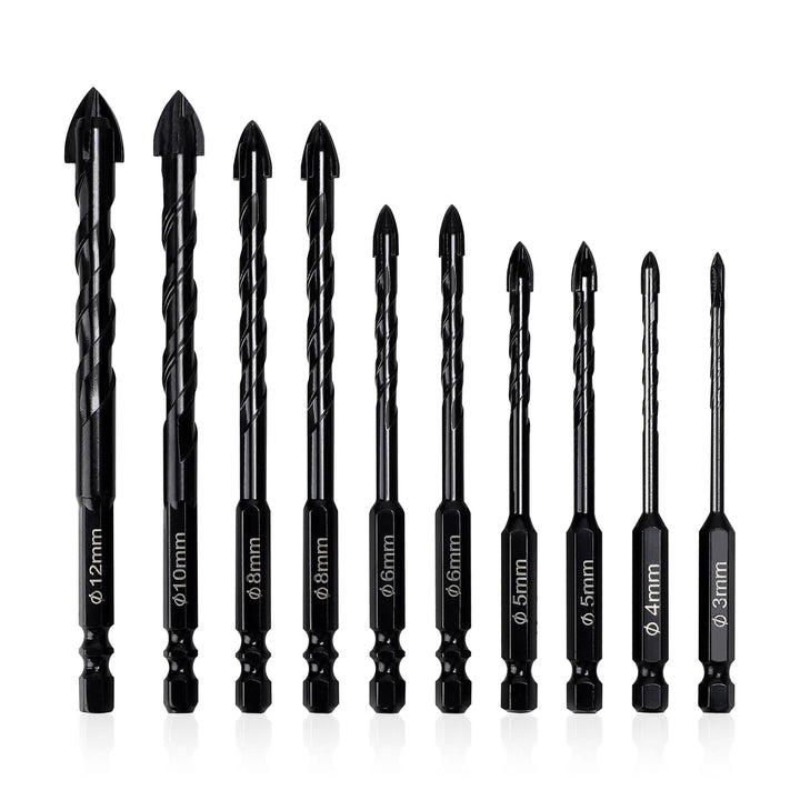LALAGO Fliesenbohrer Set 10 tlg, Ø 3-12mm, Glasbohrer Set, Betonbohrer Set, Keramikbohrer Set, Unive