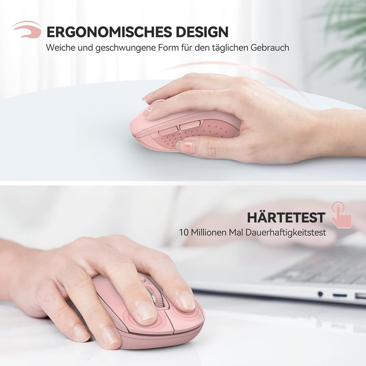 TECKNET Bluetooth Maus, 4000 DPI Maus Kabellos (Tri-Mode: BT 5.0/3.0+2.4GHz) Funkmaus mit USB-Empfän