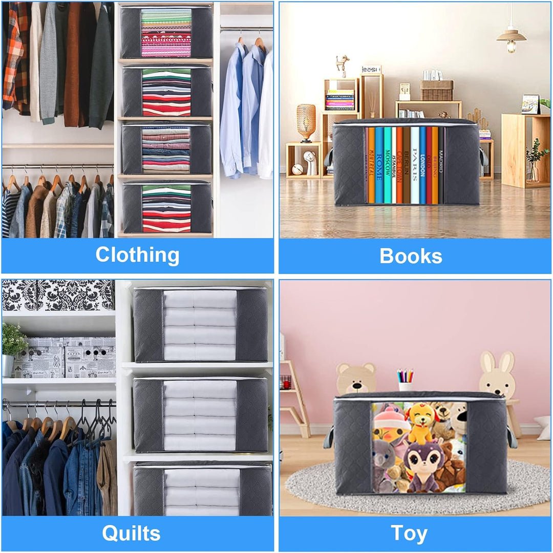 Withosent 6 Stück 90L Grosse Aufbewahrungstasche Schrank Organizer Set, Faltbare Kleideraufbewahrung