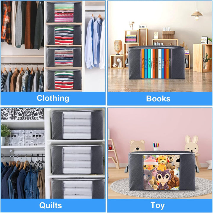 Withosent 6 Stück 90L Grosse Aufbewahrungstasche Schrank Organizer Set, Faltbare Kleideraufbewahrung