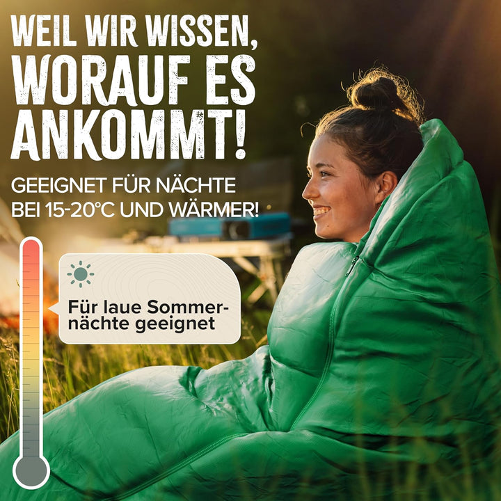 Innovativer Sommerschlafsack kleines Packmass & Ultraleicht [ab 750g] | Schlafsack Ultraleicht in Gr