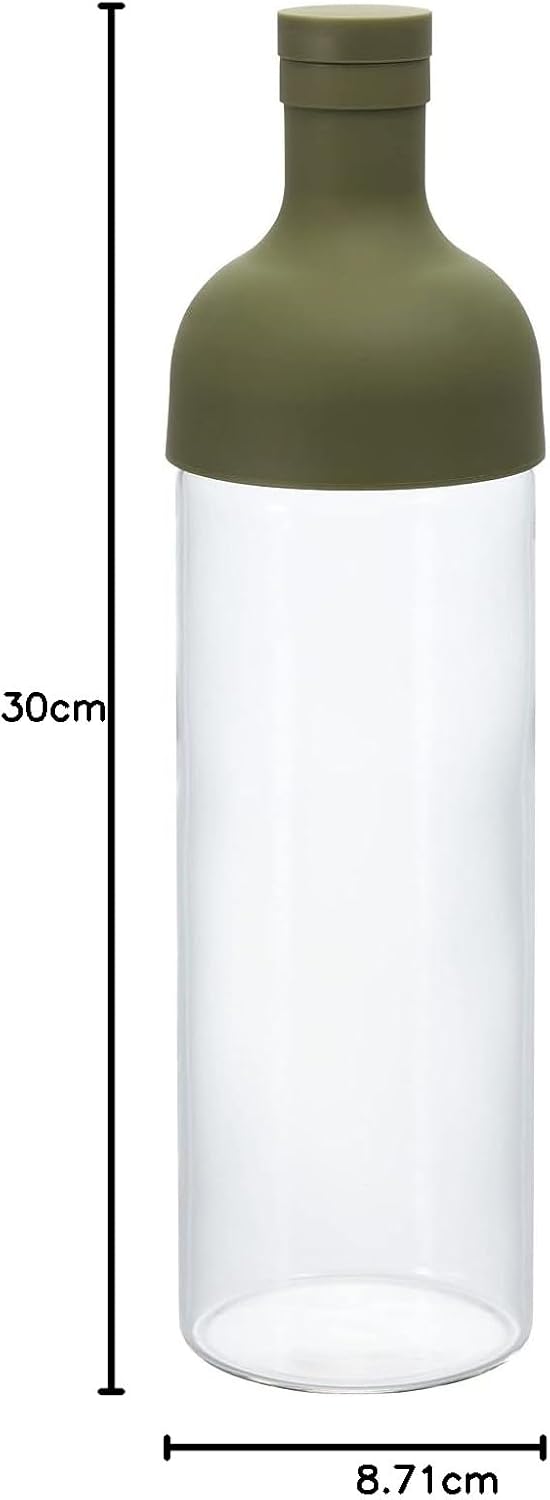 Hario, Filter Bottle, Fib-75-OG, Kunststoff und Glas, olivgrün, 750 ml, 10 x 10 x 25 cm 10 x 10 x 25