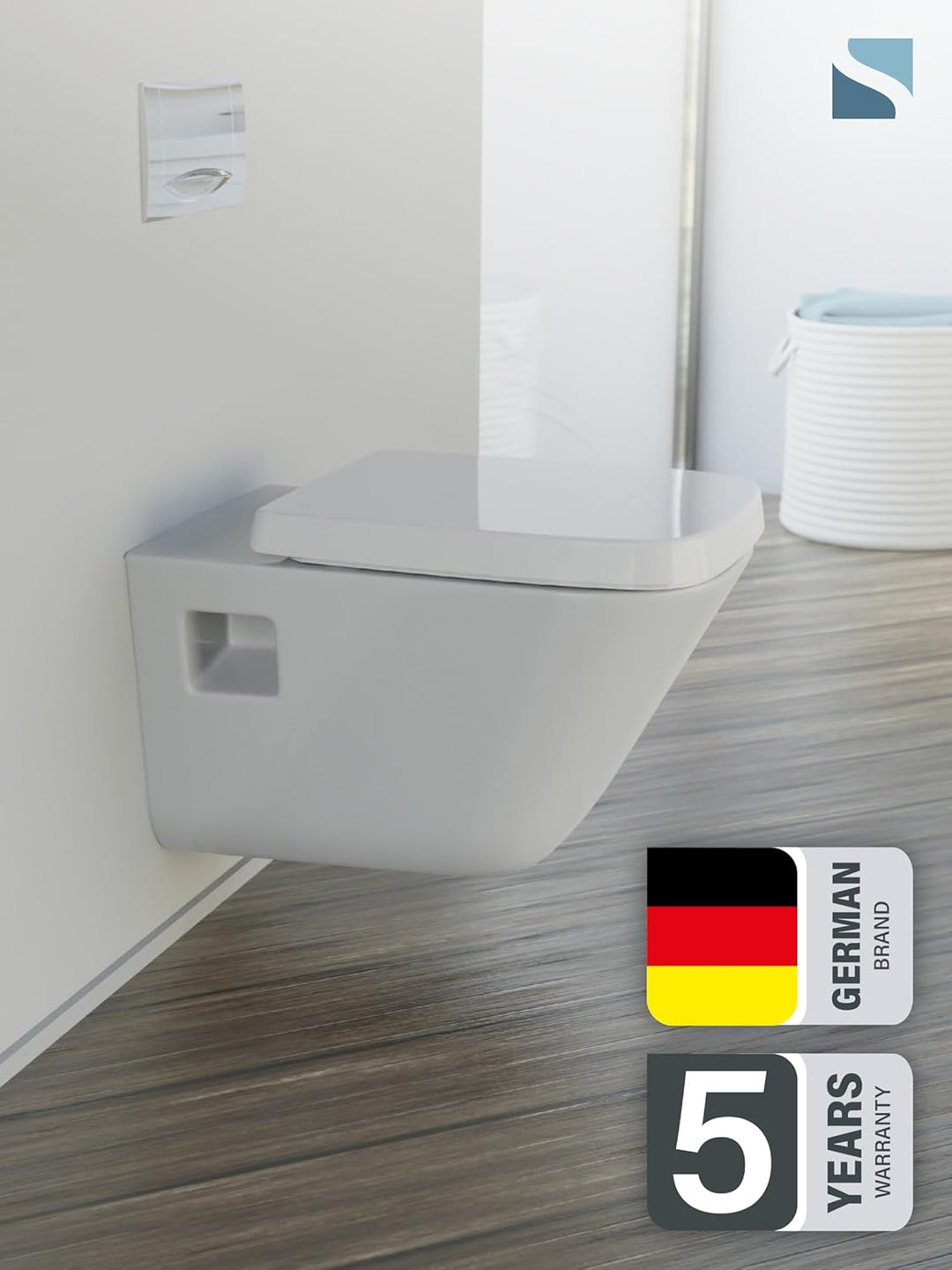 SCHÜTTE WC-Sitz Eckig (E-Form) | Passgenau für Keramag Renova Nr. 1 Plan | 5 Jahre Garantie & 250 kg