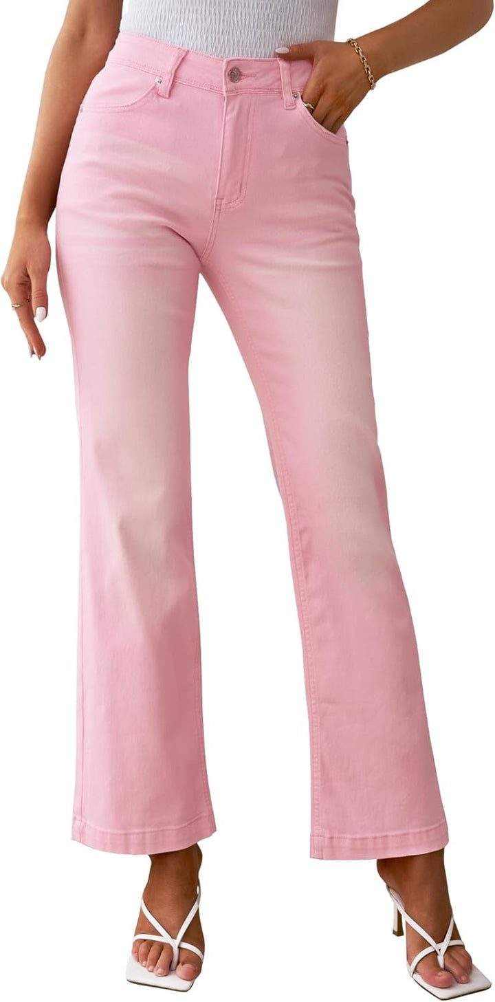 Roskiky Schlaghose Damen Jeans Wide Leg Baggy Jeans Damen High Waist Stretch Hosen Damen Jeans L Ros