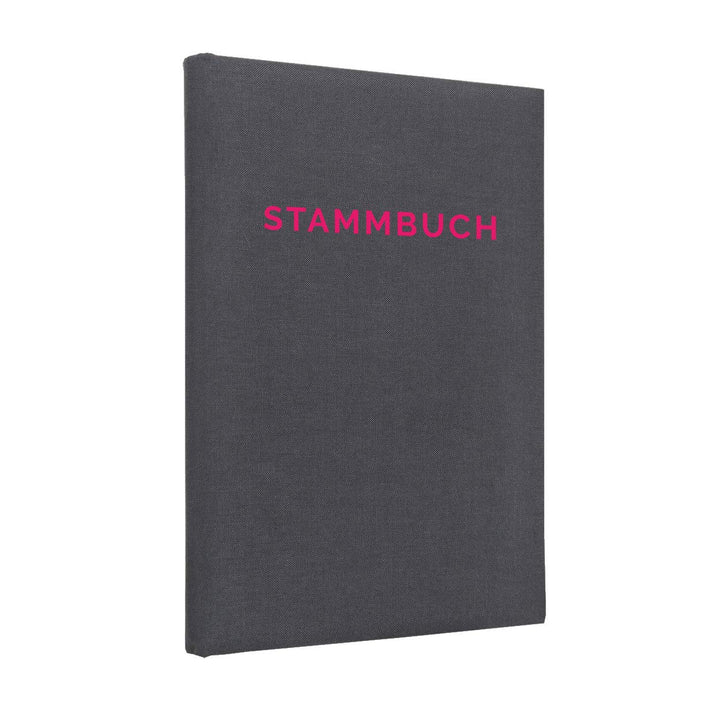 Hochzeitideal Stammbuch der Familie Serie 'Linea' Leinen dunkelgrau (Neonhimbeere, 21,0 x 14,0) Neon