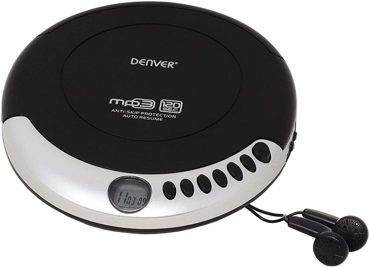Denver DMP-389 tragbarer MP3/CD Player schwarz mit Anti-Schock Single, mit Anti-Schock Single