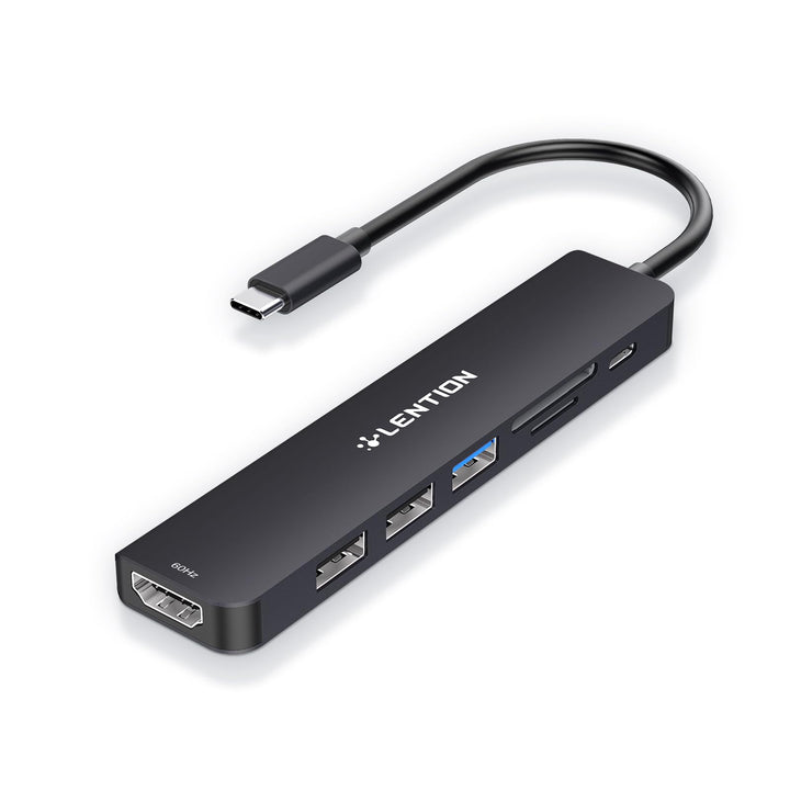 LENTION USB C Hub mit 100W PD Aufladung, 4K@60Hz HDMI, SD/TF Kartenleser, USB 3.0, Adapter USB C kom